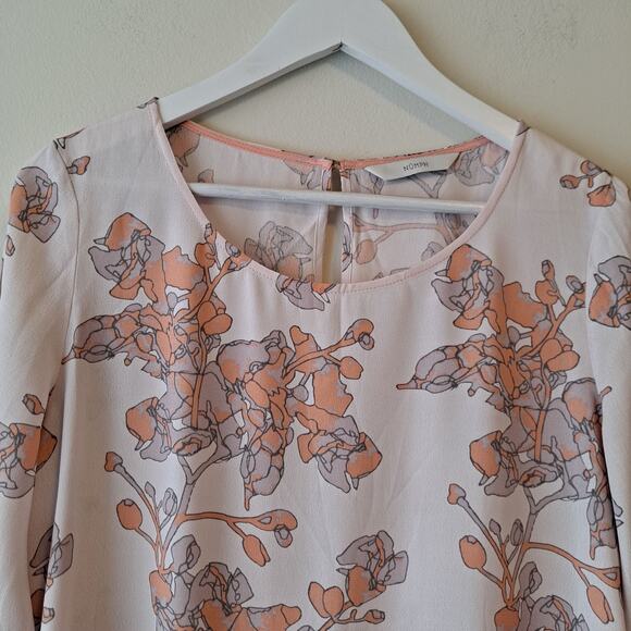 Numph Light Plush Pink Floral Crewneck Peplum Dress with Bell Sleeves - Picture 9 of 14